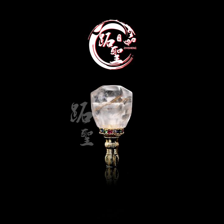 10MM铜发晶无相分体式三通文玩108手串手链佛头佛塔配饰配珠散珠
