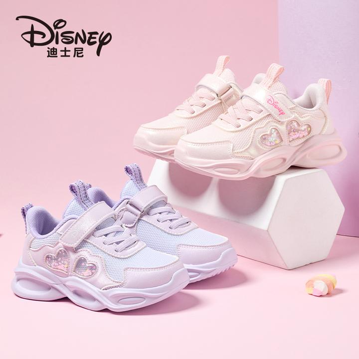 迪士尼童鞋2025年秋冬季女童皮面加绒保暖棉鞋防滑轻便百搭运动鞋