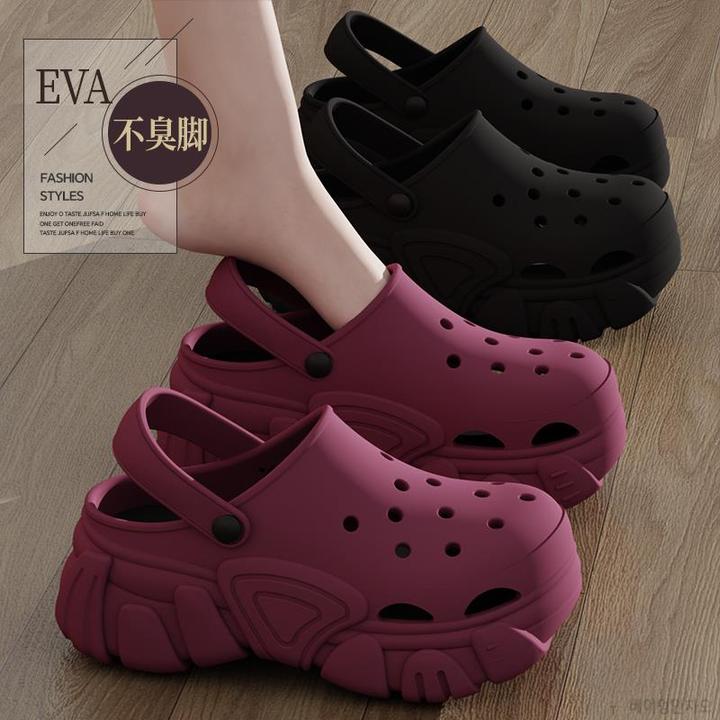 FAVMARTHA5.0厚底增高包头外穿洞洞鞋女夏季外穿家居室内踩屎感海