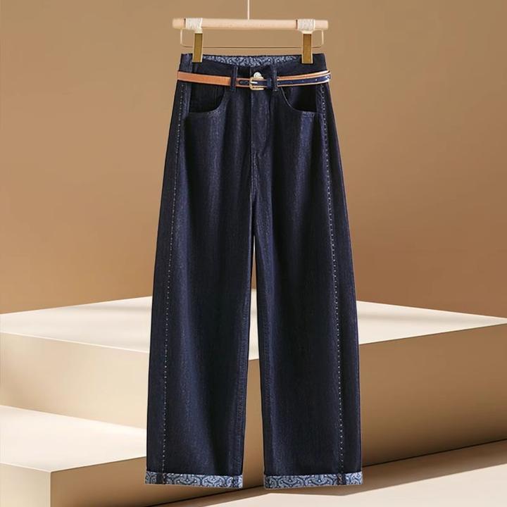 薄款丹宁蓝牛仔弯刀裤女2025夏季新款高腰显瘦时尚休闲九分阔腿裤