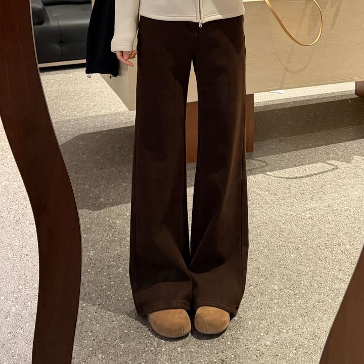 宿慕SUMU时尚阔腿牛仔筒喇裤2025新12-9百搭加绒休闲牛仔裤35118