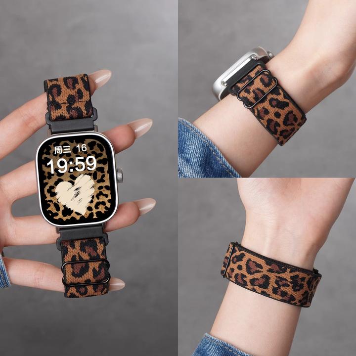 适用vivowatchgt手表watch5编织表带watch3豹纹尼龙夏天女士腕带