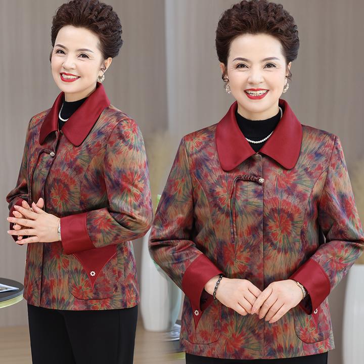 2025秋季新款妈妈装新中式翻领长袖开衫中老年气质时尚洋气外套