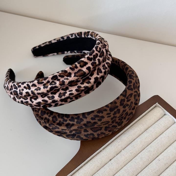 韩版复古豹纹发箍秋冬海绵高颅顶显脸小头箍宽边凹凸发卡网红发饰