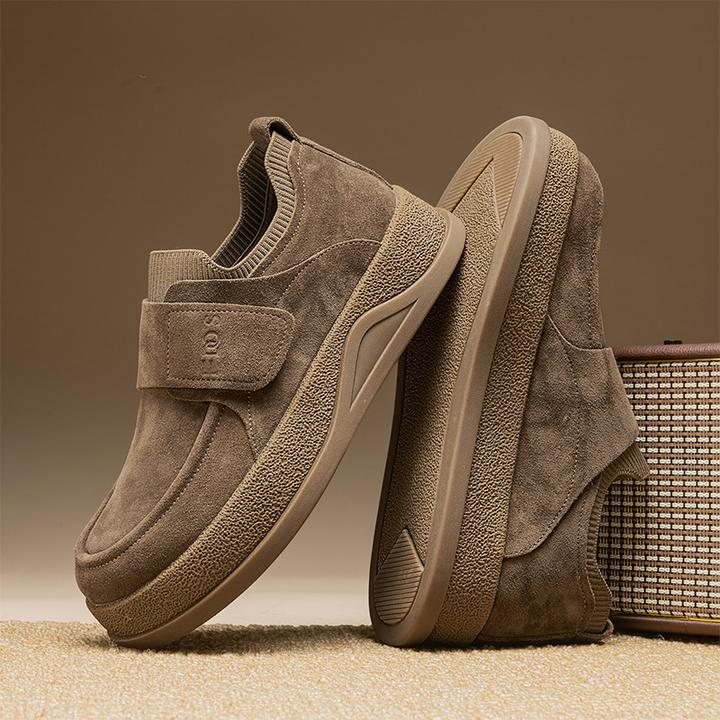 勃肯男鞋冬季休闲运动软底增高开车专用上班工作魔术贴乐福豆豆鞋