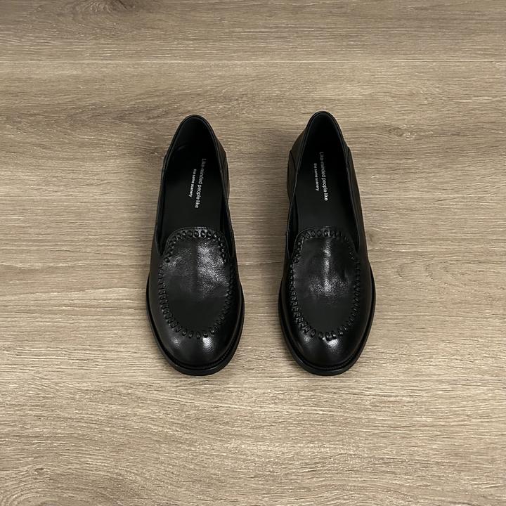 Dannyfrey头层牛皮复古英伦风新款编织圆头擦色一脚蹬深口单鞋