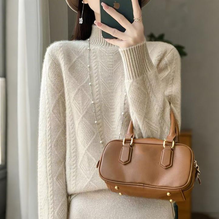 胖mm秋冬大码半高领女士毛衣遮肚子显瘦上衣高级感内搭针织打底衫