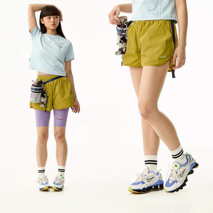 江南先生印花抽绳简约休闲短裤美式复古女款彩色沙滩裤JN52J11