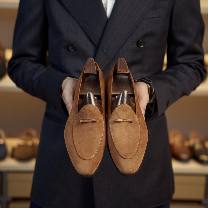 跃绅仕原创设计英伦休闲男士乐福鞋透气手工鞋羊皮一脚蹬STO-046