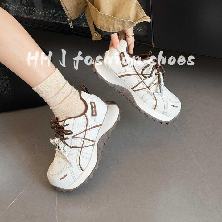 真皮厚底加绒老爹鞋冬新款爆款百搭ins潮洋气街头增高休闲运动鞋