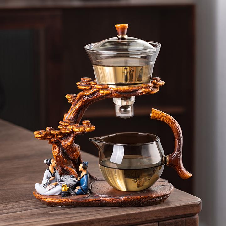 轻奢磁吸青灰玻璃自动茶具茶室家用待客防烫懒人泡茶功夫茶具器物