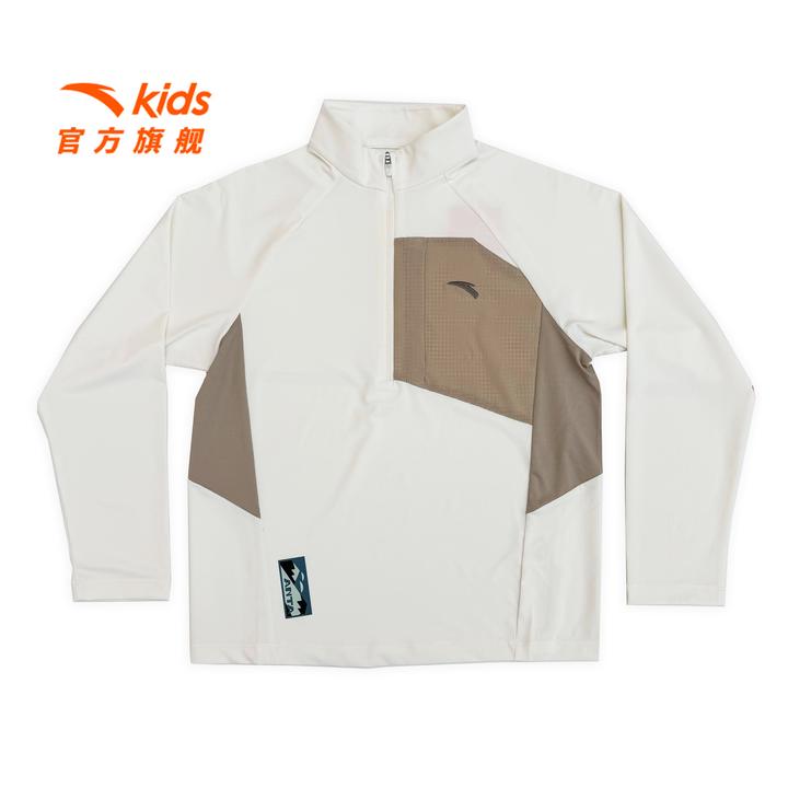 安踏儿童休闲长袖男大童秋季新款流光风运动半拉链上衣/352536401