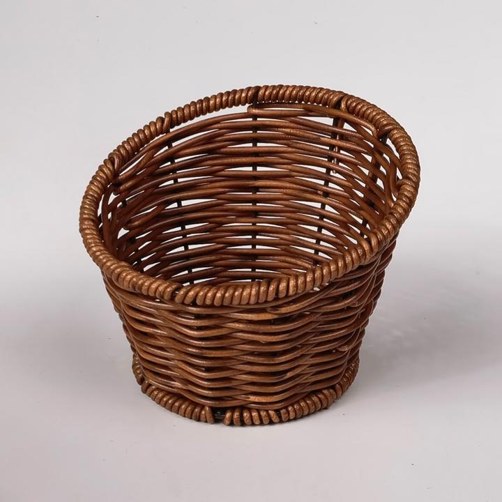 仿藤田园风圆桶形蔬菜筐青菜ktv斜口圆篮子酒店火锅店塑料编织新3