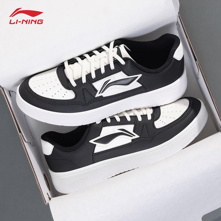 李宁月临板鞋男鞋秋季新款黑白百搭复古经典休闲鞋软弹潮流小白鞋