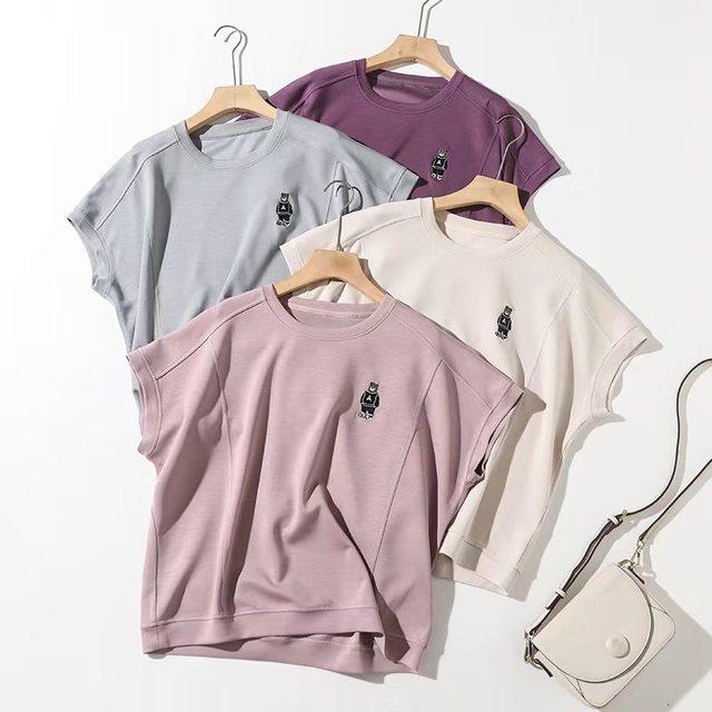 绅士小熊！铜氨丝空气棉百搭减龄休闲透气短袖显瘦T恤A7570#5977