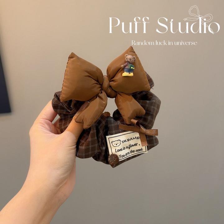 韩国东大门秋冬新款高级感蝴蝶结发圈女扎马尾头绳发绳发饰