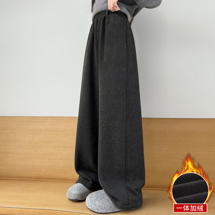 女童加绒裤子冬季2025新款儿童一体绒休闲裤冬装大童加厚阔腿裤潮