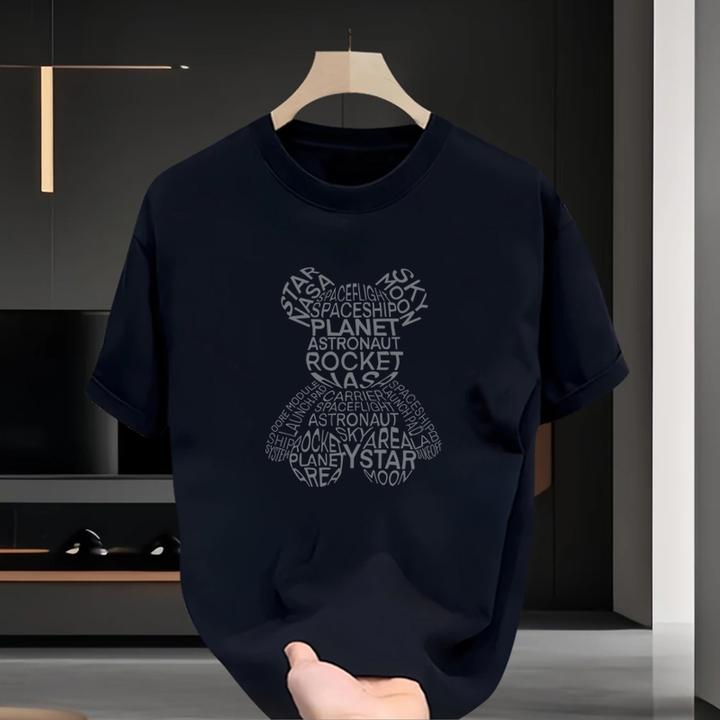 仓石一树潮牌夏季新款短袖T恤男ins小熊印花宽松圆领轻奢痞帅男装