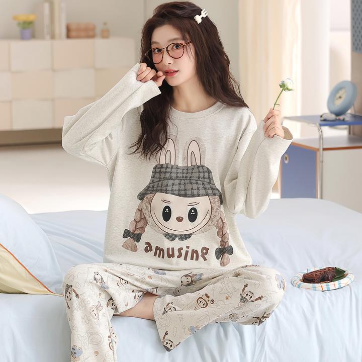 卡之恋辫子小布长袖40支紧赛精梳双面纯棉家居服【加厚全棉240g】