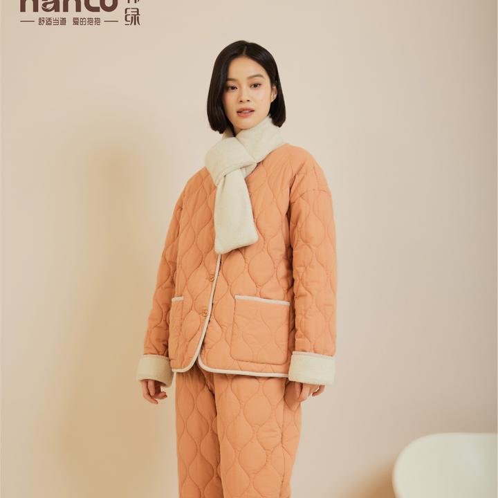 韩绿女士冬季内外纯棉两面穿加厚保暖时尚舒适可外穿家居服睡衣套