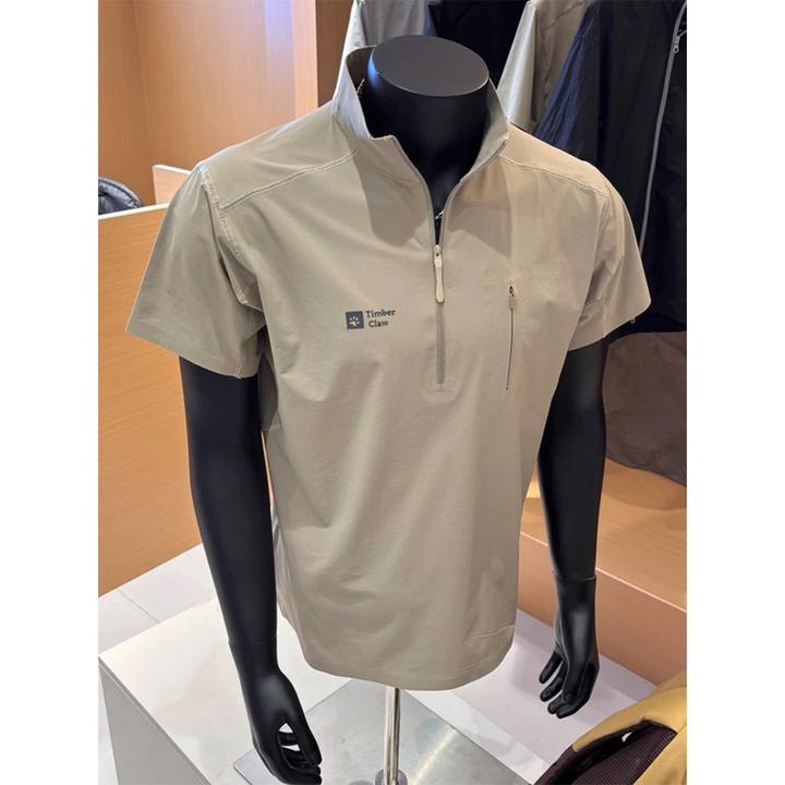 美式机能速干短袖男款夏季冰丝凉感半拉链t恤立领健身运动衣半袖