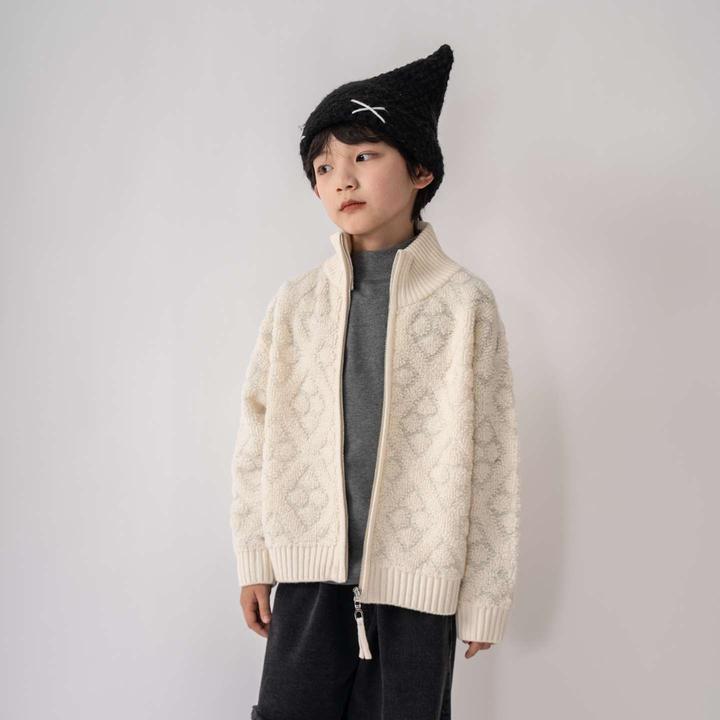 范哲萨羊毛男童法式立领针织拉链开衫羊毛儿童外套