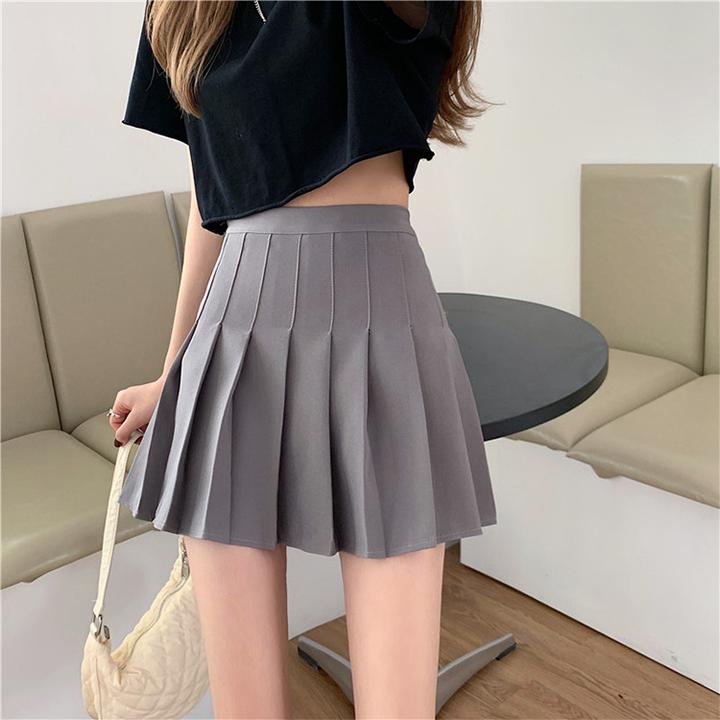 大码百褶裙a型褶皱短裙女夏季韩版高腰显瘦半身裙学院风伞裙