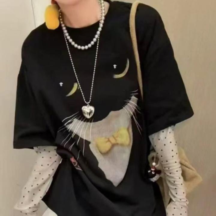 Aa·Dan+欧货防晒袖猫猫大T