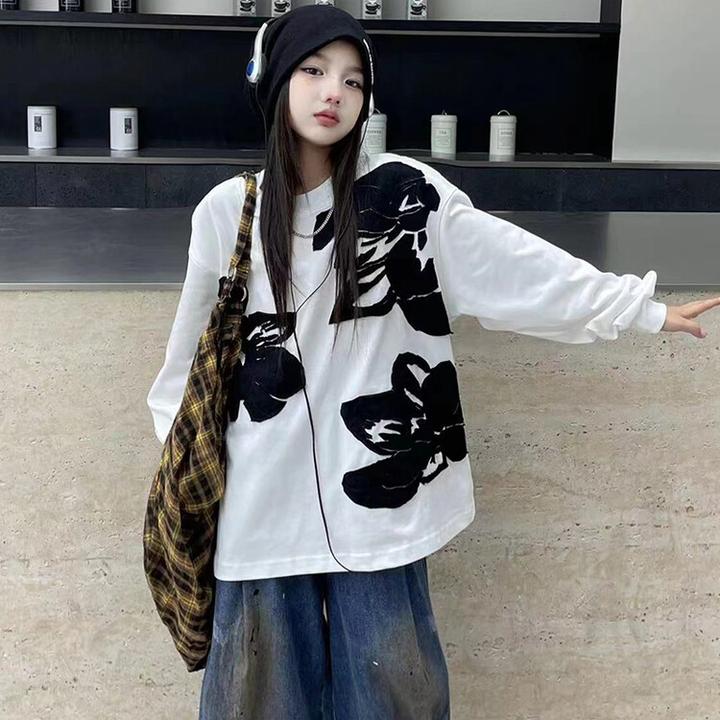 女童春秋款时尚刺绣牛仔裤套装中大童潮酷时髦套装