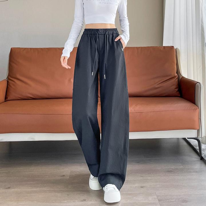 藏蓝色美式工装裤女春秋2025新款高腰显瘦休闲运动香蕉弯刀阔腿裤