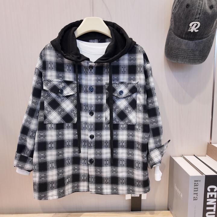 【小哥童装】秋季新品上新黑白格街头森系男孩中大童潮流穿搭CC003