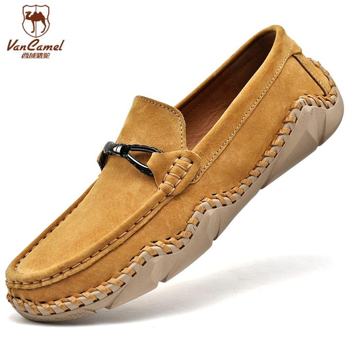 西域骆驼/VANCAMEL/2025透气皮鞋新款时尚百搭休闲豆豆鞋22083
