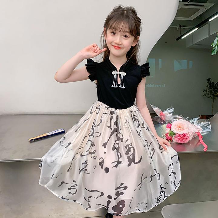 GUYN新款女童夏季连衣裙中大童韩版纯色公主裙吊带裙超仙气质新中