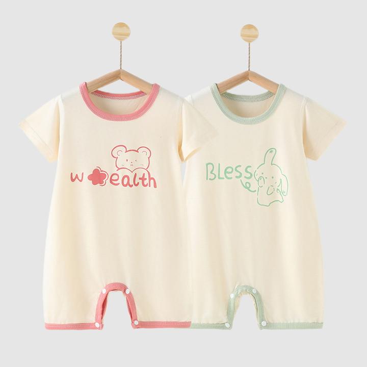 优可丝婴儿连体衣春夏薄款宝宝哈衣新生儿爬服睡衣婴幼儿冰丝短袖