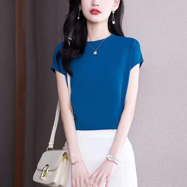 冰丝短袖无袖上衣女韩版新款夏季T恤宽松显瘦薄款时尚纯棉上衣
