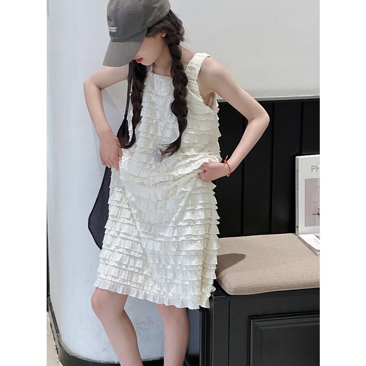 K28450波浪纹女童连衣裙儿童裙子2025新款夏装女孩吊带背心裙