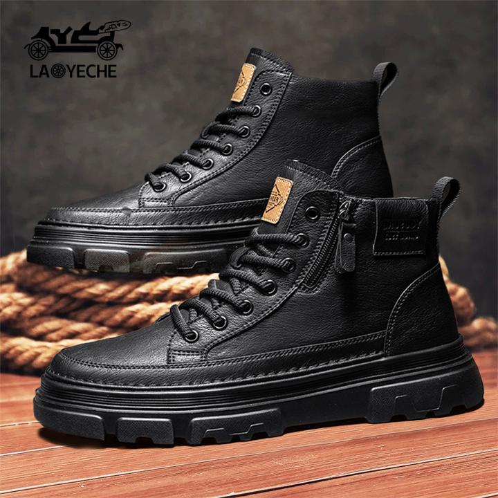 老爷车户外休闲防滑耐磨马丁靴中邦透气复古潮流百搭男士英伦风鞋