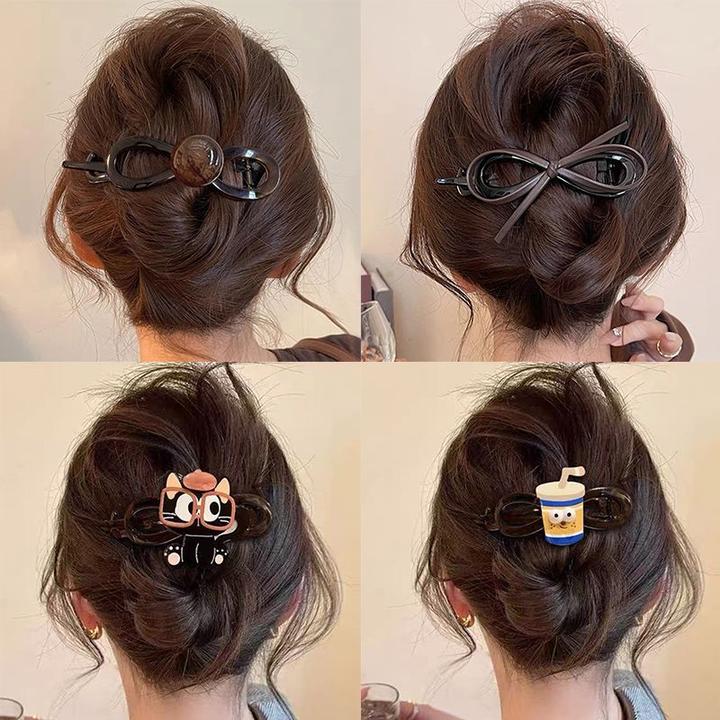 新款蝴蝶结扭扭发夹不咯头可爱一字高级后脑勺后脑勺抓夹鲨鱼夹子