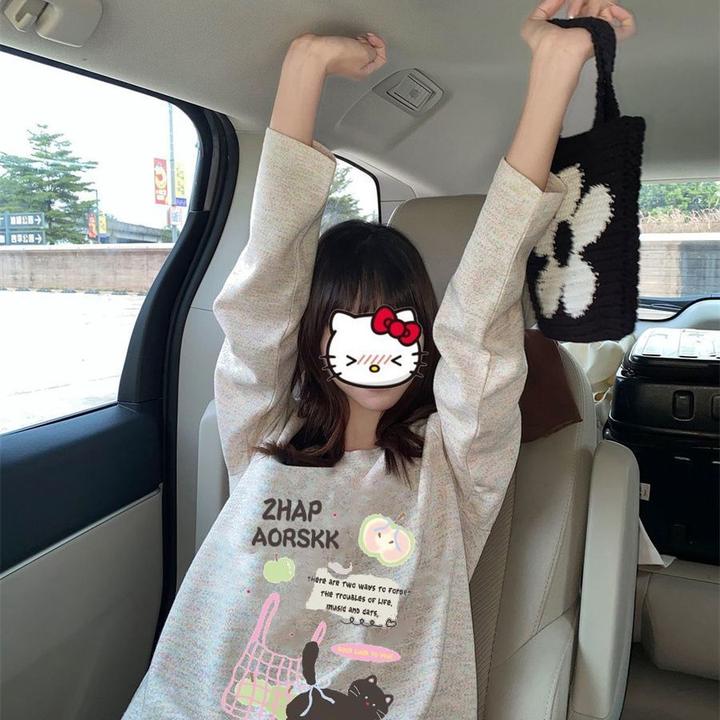 【MAEP】新款圆领打底衫250克彩纱长袖t恤女宽松秋冬通勤气质百搭潮