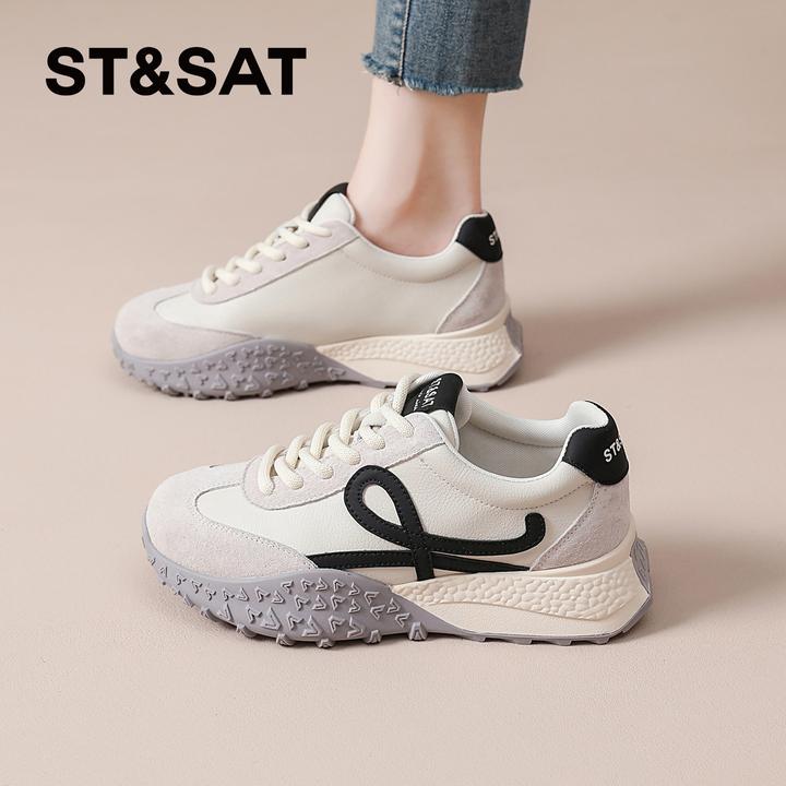 星期六运动鞋女款2025秋季韩版复古松糕厚底增高舒适气质阿甘女鞋