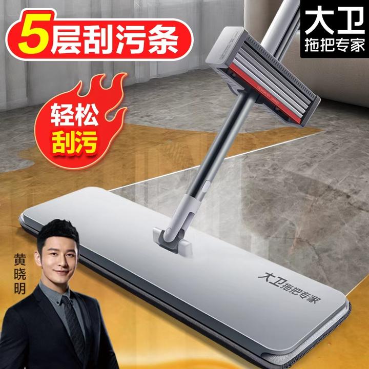 大卫拖把平板拖把刮护一体干湿两用吸污除尘勾毛发家用一拖净好物