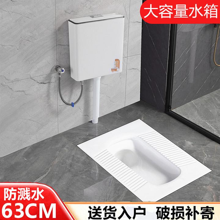 63大尺寸家用蹲便器 定制110大管道不堵塞防臭大便盆加厚三挡水箱