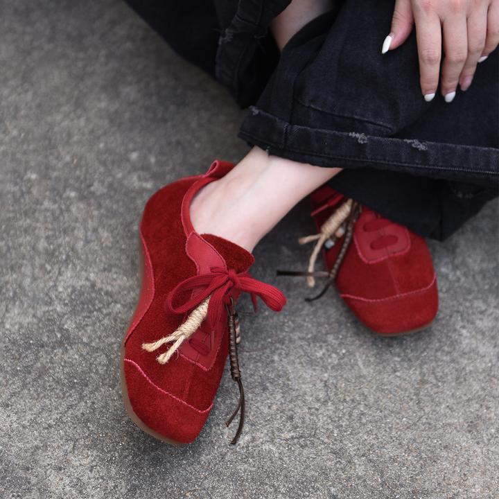 Artmu阿木真皮薄底德训鞋女红色鞋子新款爆款阿甘运动休闲9866-30