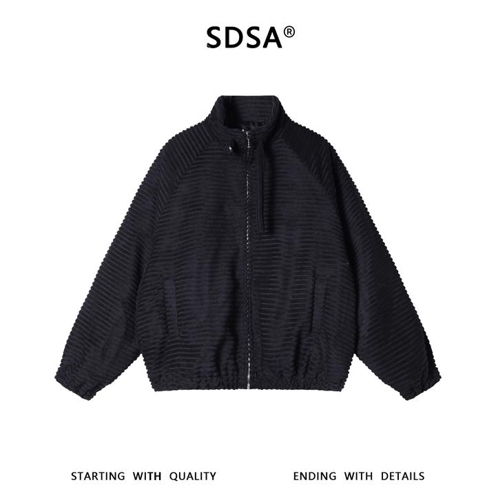 SDSA男士秋冬新款痞帅男装韩版简约条纹梭织外套夹克立领百搭宽松