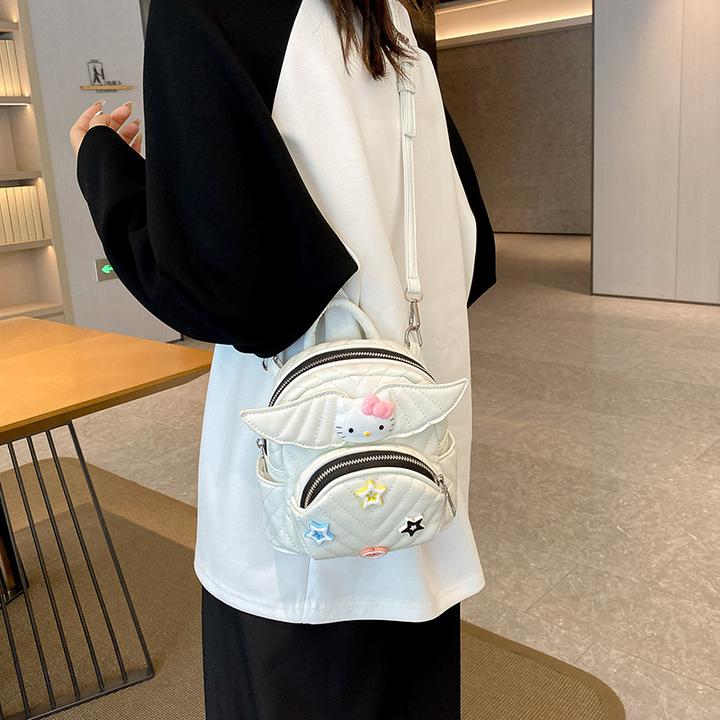 爆款百搭kt猫双肩包高颜值多用时尚可爱翅膀双肩小背包大学生甜美