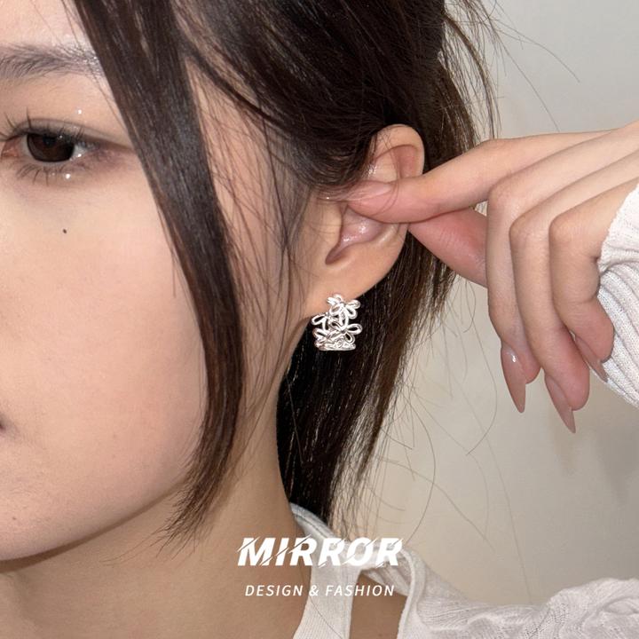 小麋人 925银耳饰 CE9486耳针镂空花朵耳钉银针女耳环耳饰时尚