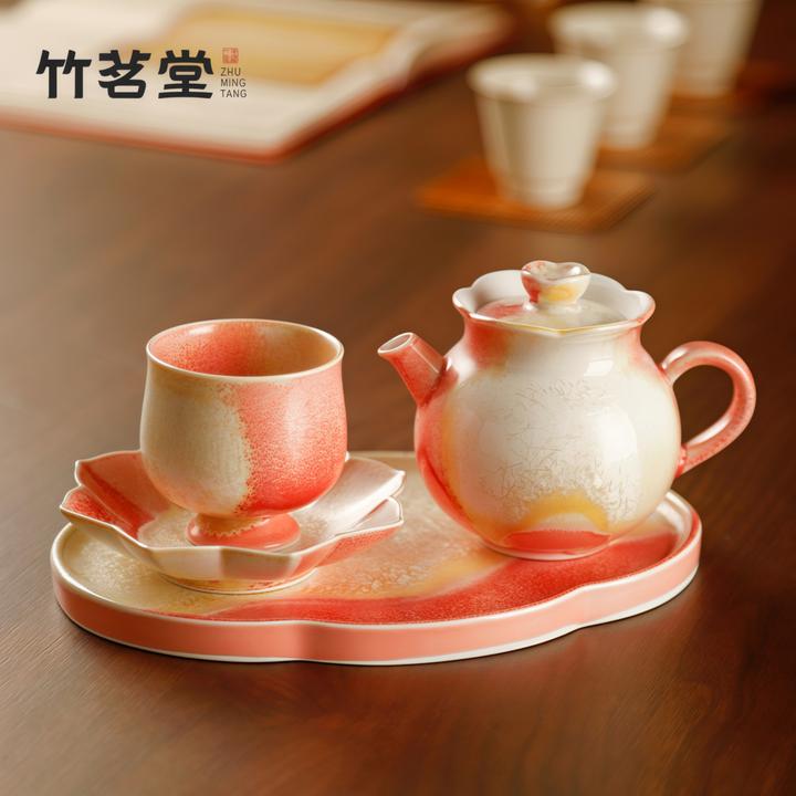 景德镇高温气烧窑变釉一人饮茶具高级旅行套装茶杯茶壶独饮办公室
