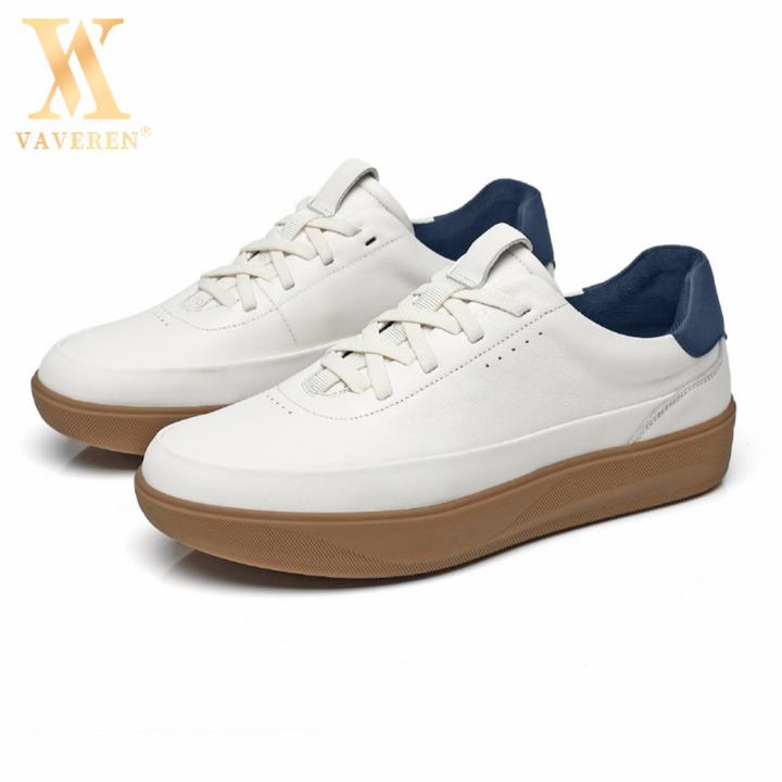 头层牛皮小白鞋男2025新款透气百搭软底休闲鞋厚底运动风德训鞋子