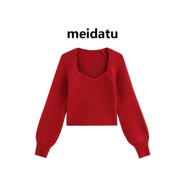 美哒兔（优雅简约）慵懒设计感短款针织衫（小个子版）CM852-H