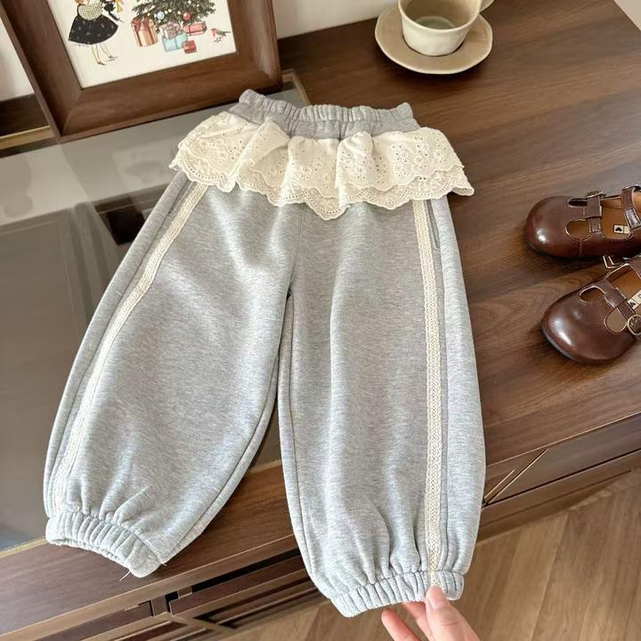 【鹿小冉】韩版女童秋款卫裤毛圈棉350克厚版本休闲运动裤6015